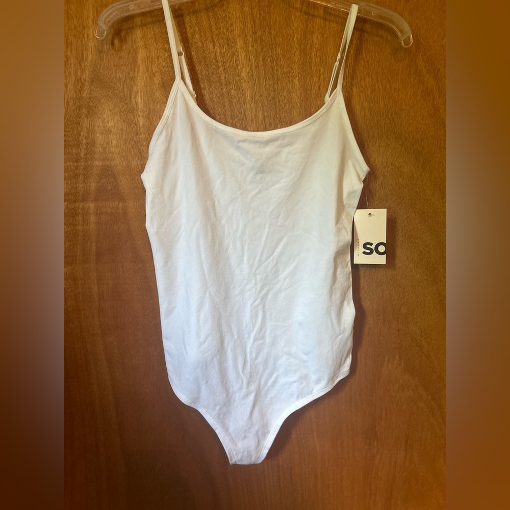 NWT SO White Spaghetti Strap Bodysuit